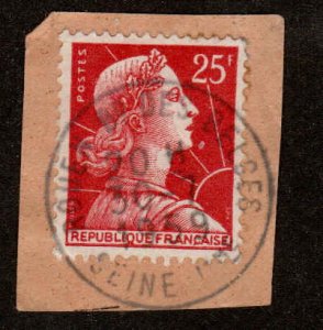 France  #756, Used, Postmark ROUEN, SEINE, 30-7-1959