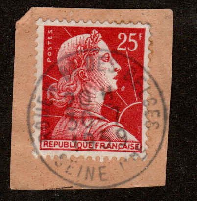 France  #756, Used, Postmark ROUEN, SEINE, 30-7-1959