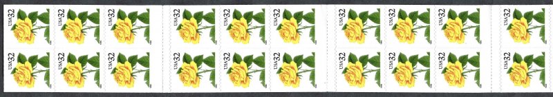 United States #3049d (BK242) 32¢ Yellow Rose (1997). Vending booklet of 30. MNH