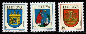 LITHUANIA Scott 454-456 MNH** 1993 Coat of Arms set