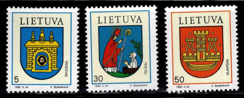 LITHUANIA Scott 454-456 MNH** 1993 Coat of Arms set