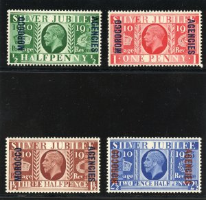 Morocco Agencies 1935 KGV Silver Jubilee set complete MNH. SG 62-65. Sc 226-229.