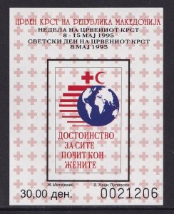 Macedonia #RA70 MNH 1995 postal tax  sheet Red Cross