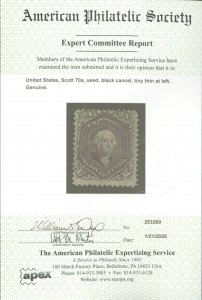 U.S. #70a USED WITH APS CERT