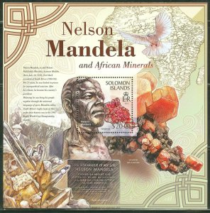 SOLOMON ISLANDS 2013  NELSON MANDELA SOUVENIR SHEET  MINT NH