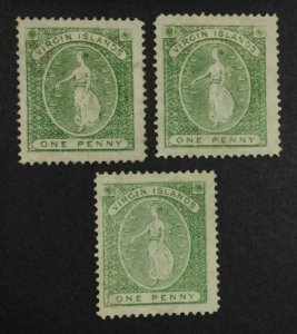 MOMEN: VIRGIN ISLANDS SG #22,22a,22b 1878 CROWN CC MINT OG H £350 LOT #64219