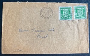 1942 Guernsey England Channel Islands Occupation Cover To Forest