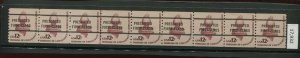 1816a 'PRESORTED FIRST CLASS Precancel Coil Line Strip of 9 Stamps Crowe Cert