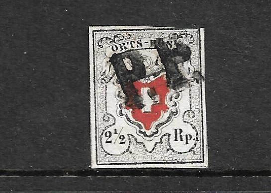 SWITZERLAND 1850 2 1/2rp ORTS POSTE  FU SG 1