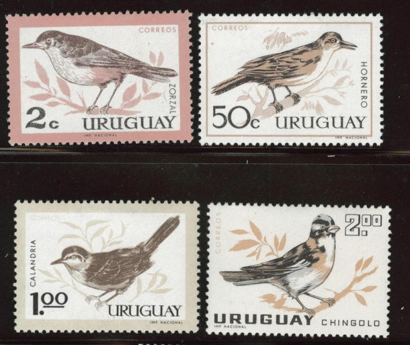 Uruguay Scott 695-698 MH* 1963 Bird stamp set