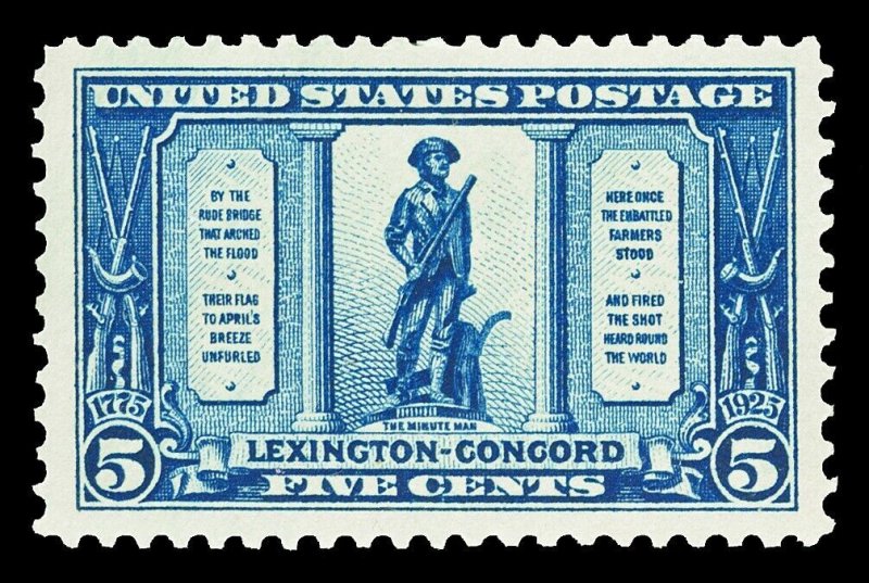 Scott 619 1925 5c Lexington-Concord Issue Mint VF OG LH Cat $14