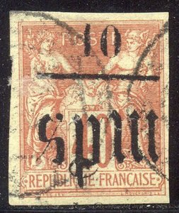 ST, PIERRE & MIQUELON #2a SCARCE Used - 1885 10c on 40c, Inverted M
