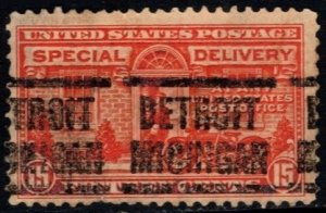 1925 US Scott #- E13 15 Cents Special Delivery Precancel Detroit Michigan Used