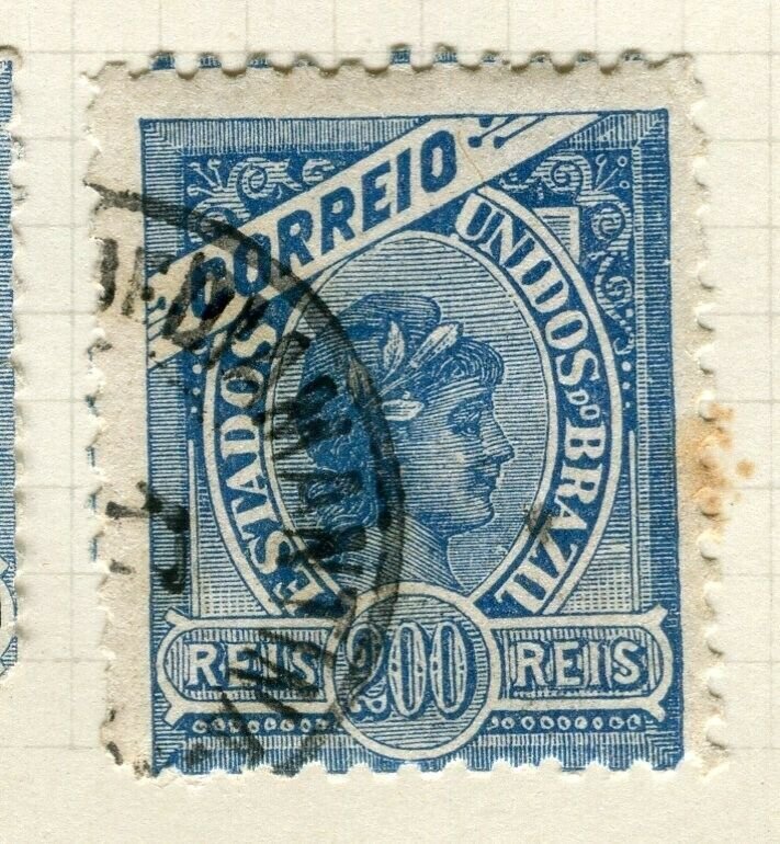 BRAZIL; 1890s classic Liberty issue used 200r. value