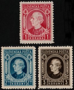 ✔️ SLOVAKIA 1940/ 1942 - ANDREJ HLINKA - WM 263 PERF 12½ - SC. 55/57 MNH