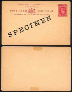Transvaal KEVII 1d stationery postcard SPECIMEN overprint