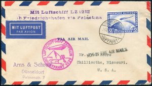 Germany, Zeppelin Flights #C36, 1929 Orient Flight cover addressed to the Uni...