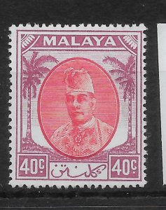 MALAYA KELANTAN SG77 1951 40c RED & PURPLE MTD MINT