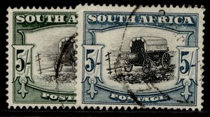 SOUTH AFRICA GVI SG64 + 64b, 5s SHADES, FINE USED.