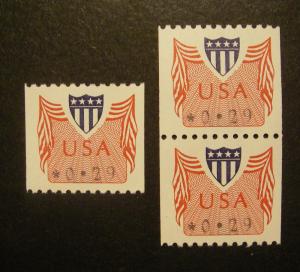 Scott CVP31a, 29c Shield and Bunting, Pair & Single, MNH Coil Beauties