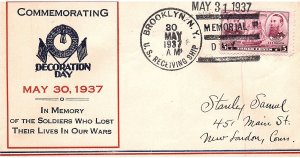 USA 1937 Scott 792 on CACHET Cover - DECORATION DAY -