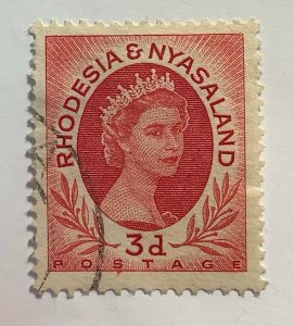 Rhodesia and Nyasaland  1954 Scott 5 used - 3p, Queen Elizabeth II