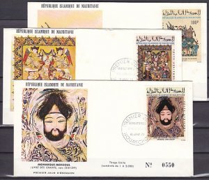 Mauritania, Scott cat. C115-117. Book of Songs issue. First day cover. ^