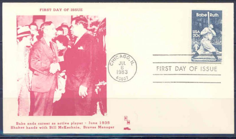 US BABE RUTH FIRST DAY COVER IV FIRST DAY COVER 
