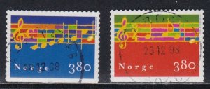 Norway # 1208-1209, Christmas Music, Used