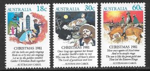 AUSTRALIA 1981 CHRISTMAS Set Sc 811-813 MNH