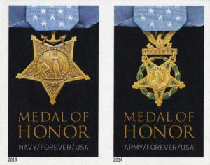 2014 46c Medal of Honor, World War II, Pair Scott 4822-23f Mint Pair Imperforate