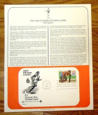 Olympics Set Stamp Envelope Page Qty 7 Mint 1st Day of Issue