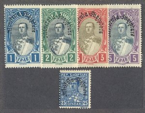 ALBANIA 1928 Overprinted with Kingdom of Albania (5 hv) MNH CV$20
