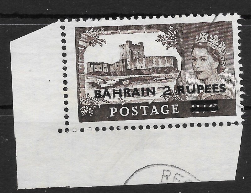 BAHRAIN SG94b 1960 2r ON GB 2/6 BLACK-BROWN TYPE III OVPT USED