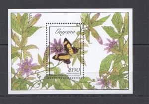 L0204 Guyana Flora & Fauna Butterflies !!! Overprint Express 1Bl Mnh