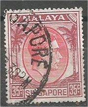 SINGAPORE, 1952, used 35c, King George VI, Scott 15