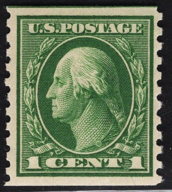 US #443 1c Green Washington Coil MINT NH SCV $65