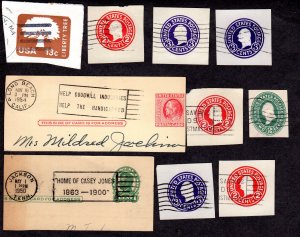 USA, Cut Squares, Lot of 10 used cut squares.  Lot 230811 -15