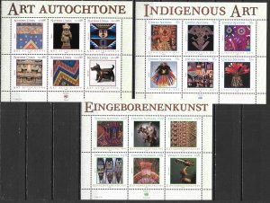 United Nations 836, G 405, V 326 2003 Indigenous Art MNH (lib)