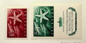 YUGOSLAVIA-TRIESTE Sc 65-65a NH 1V+S/S OF 1952 - SEA LIFE