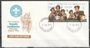 Ghana, Scott cat. 1818 A-C. 18th World Scout Jamboree issue. First day cover. ^