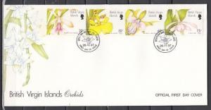 Virgin Is Scott cat. 874 a-D. Orchids issue on a First day cover