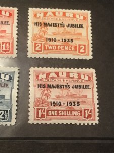 Nauru Stamps 1935 Jubilee Set  Mint LightLy Hinged Catalog 10 Pounds Low Priced! 