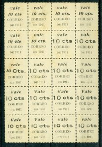 Nicaragua 1912 10¢/5¢/2¢ Railroad Revenue Sheet Complete Setting Mint U598 