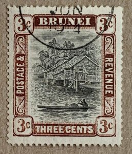 Brunei 1907 3c chocolate, nicley used. Scott 17, CV $26.00.  SG 25