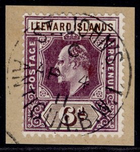 LEEWARD IS EDVII SG34, 6d dl purple & brn VFU. Cat £120. full pmk on small piece