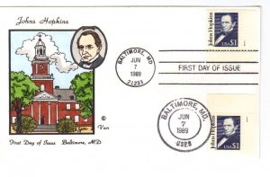US 2194 $1.00 Johns Hopkins GreatAmericans pl# FDC Van Natta HP Cachet ECV$60.00