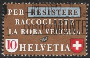 SWITZERLAND 1942 Recycle Campaign Issue Italian Language Sc 283 VFU