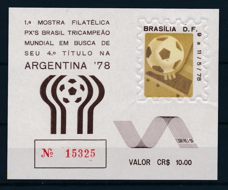 [60714] Brazil Brasilien 1978 World Cup Soccer Philatelic issue MNH Sheet