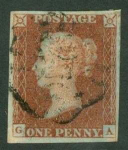 SG 8 1d red-brown plate 15 lettered GA. Very fine used Maltese cross. 4 margins